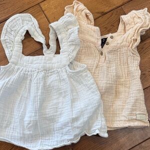 24m/2T Kids Ruffled Sleeveless Tops - White and pink